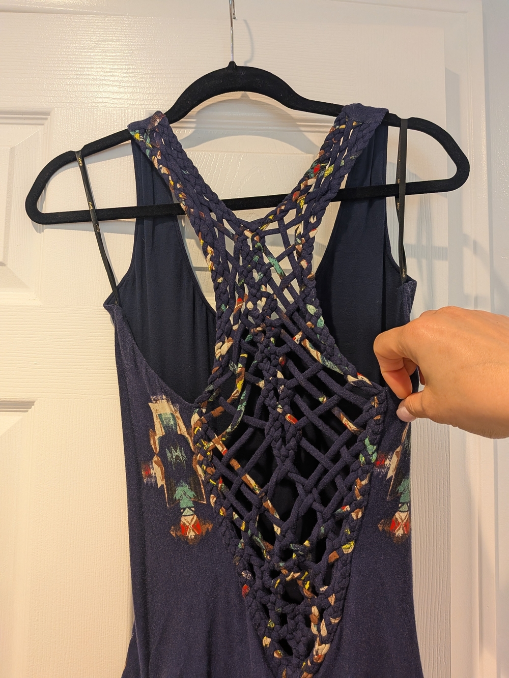 Sky Navy Maxi Dress with Floral Accents - Picture 3 of 4